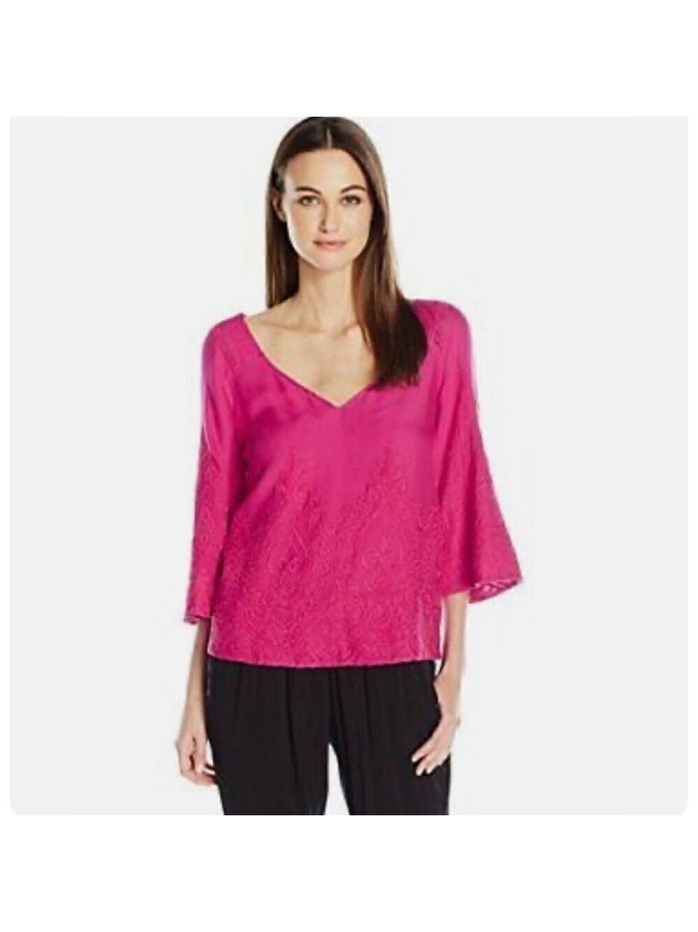 Rebecca Minkoff Reyes Embroidered Bell Sleeve Top